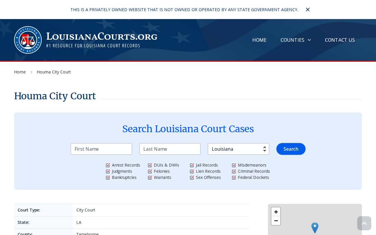 Houma residents directory City Court search