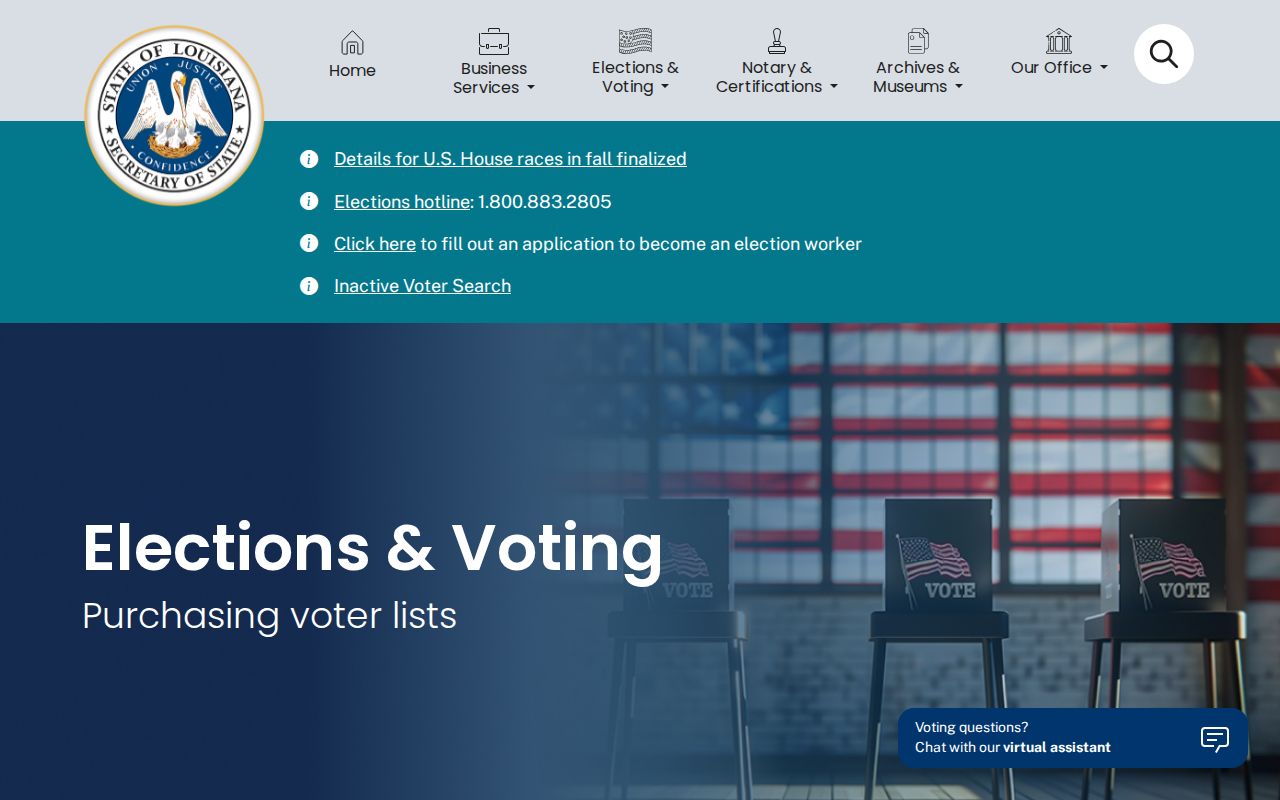 Houma ZIP code directory voter list purchase page
